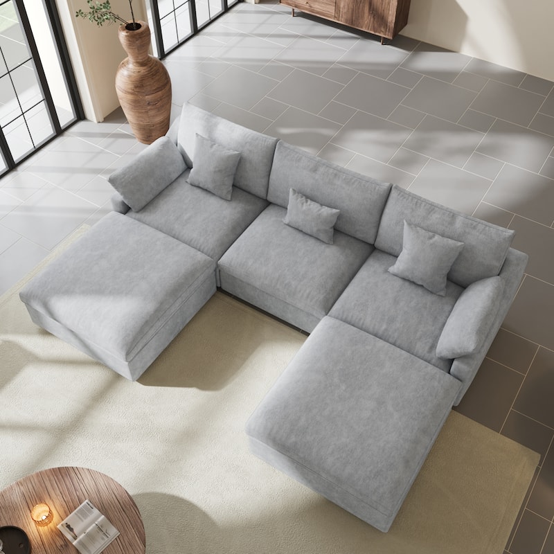 Modular Sectional Sofa Cloud Couch, 119.29" Oversized U Shaped Couch with Chaise Ottomans for Living Room