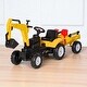 preview thumbnail 2 of 7, Kids Pedal Ride-On Excavator Truck with Horn, Manual Digger, 6 Wheels, Detachable Trailer, for Ages 3-6, No Power Needed