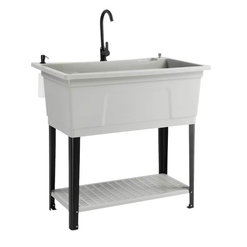 40 In.W Utility Sink Washing Room Sink Big Laundry Tub With Faucet - N/A