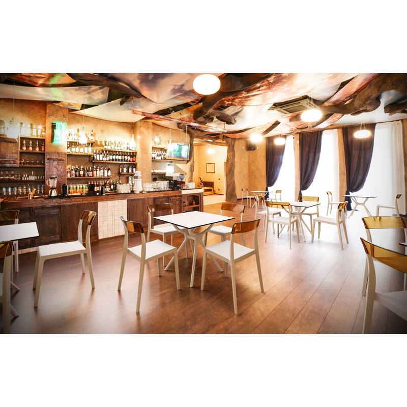 33" White and Amber Patio Dining Chair