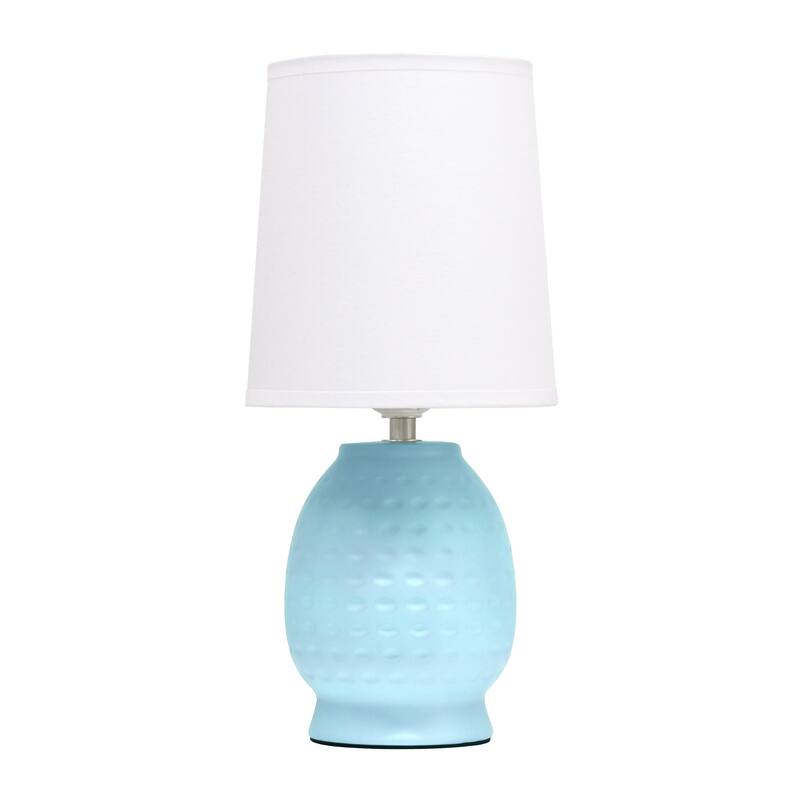 Petite Dimpled Ceramic Table Lamp with Tapered Shade - 12.5" - Blue