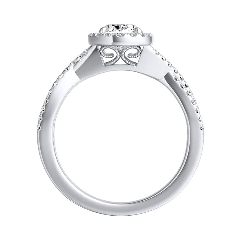 Auriya Platinum Twisted Oval-cut 5/8ctw Halo Diamond Engagement Ring