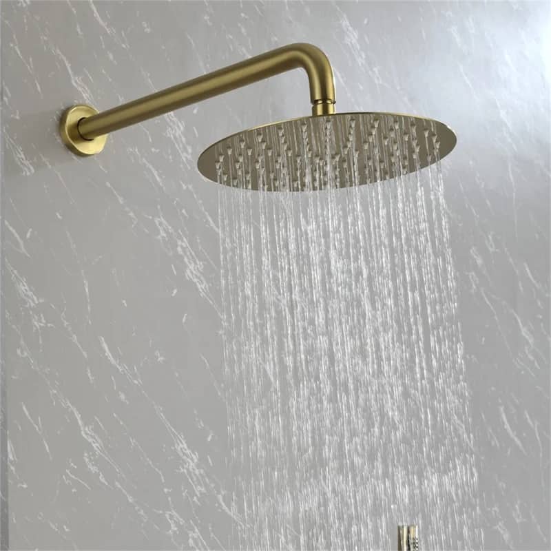 Wall Mounted Shower Faucet with Hand Shower Rain Shower System Set with 10 in Shower Head with Rough-in Valve