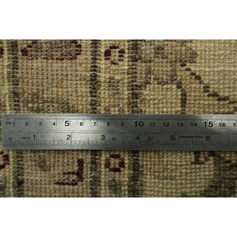 Hand Knotted Oriental 100% Wool Carpet Traditional All-Over Beige & Ivories Ziegler Runner Rug - 11' 1'' X 2' 8''