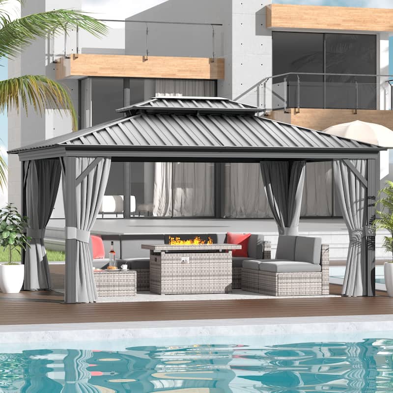 12ft X 16ft Outdoor Gazebos with Double Roof