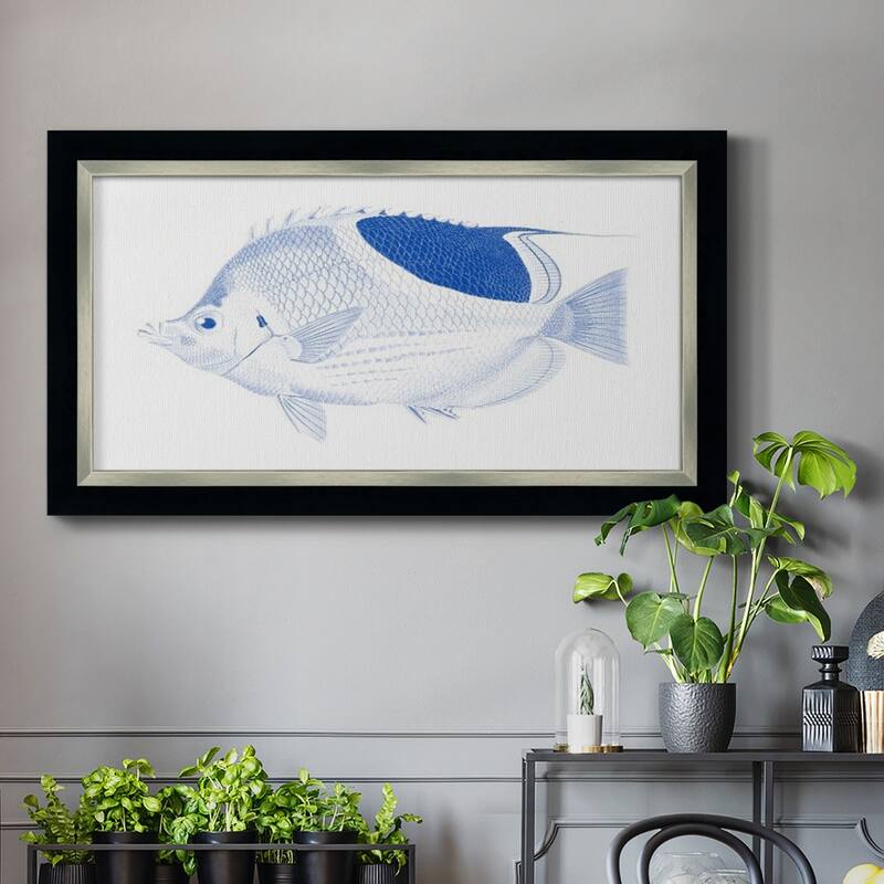 Blue & White Tropical Fish I Premium Framed Canvas- Ready to Hang