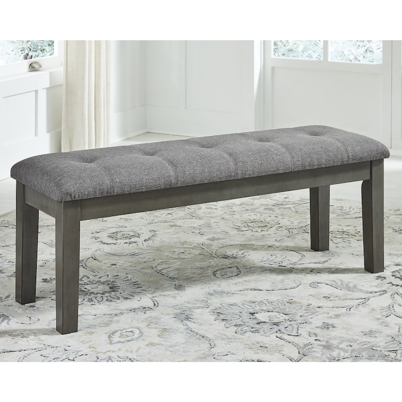Hallanden Gray 50" Tufted Upholstered Dining Room Bench - 50"W x 17"D x 19"H