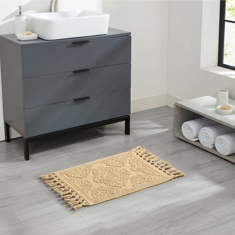 Jean Pierre Ricardo Cotton Fringe 2-Piece Bath Rug Set