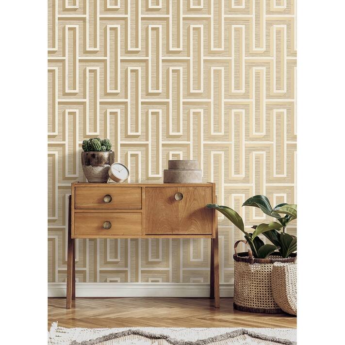 Advantage Henley Wheat Geometric Grasscloth Wallpaper