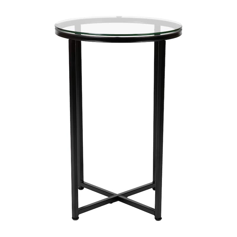 Glass Console Table with Criss Cross Matte Gold Frame - Occasional Table