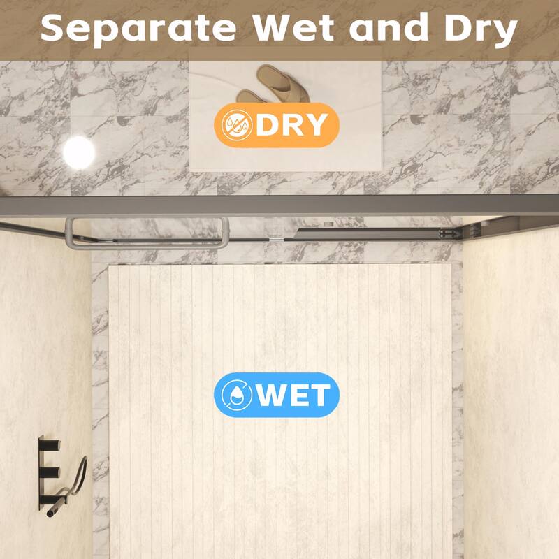 Aluminum Frame Double Sliding Shower Door, 1/4" Tempered Glass with Explosion-Proof Film & Stainless Steel Handle