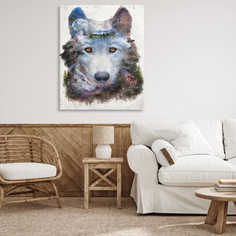 Stupell Wolf Form with Woodland Scene Canvas Wall Art Design By Barrett Biggers