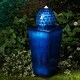 preview thumbnail 2 of 23, 36"H Beige/ Blue Oversized Artichoke Pedestal LED Ceramic Fountain by Glitzhome