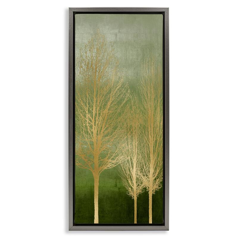 Stupell Tranquil Gold Branches Framed Floater Canvas Wall Art Design By Kate Bennett - 11 x 25 - Grey