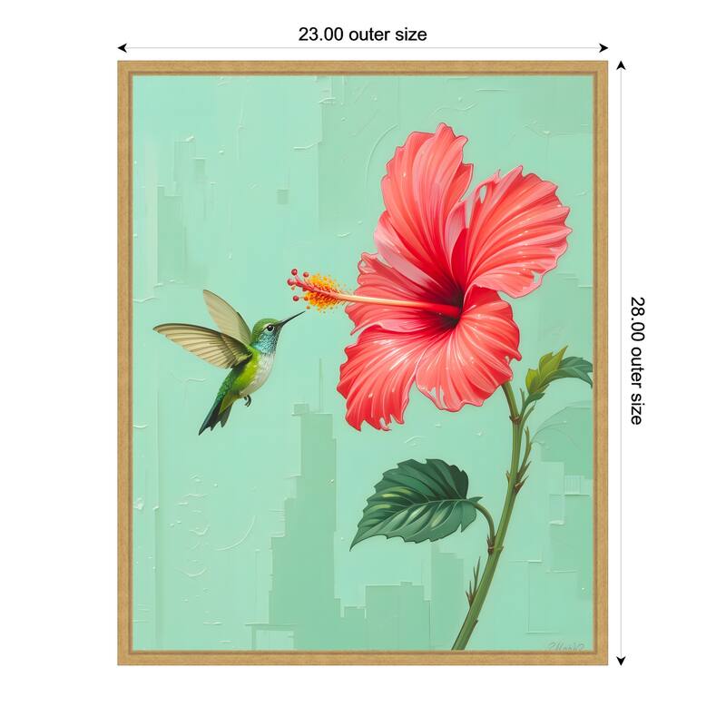 That One Time a Bird Visited My Garden by Kintsugi99 Framed Canvas Wall Art Print - 23 x 28 in