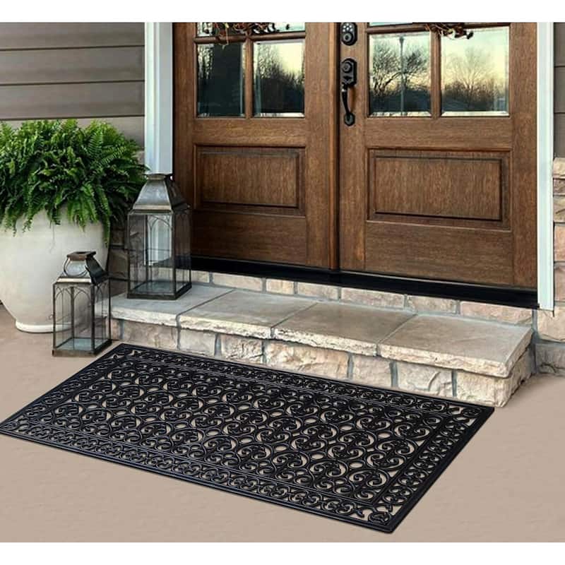 A1HC Rubber Paisley Non Slip Heavy Duty Front Door Extra Large Doormat 30" X 60"