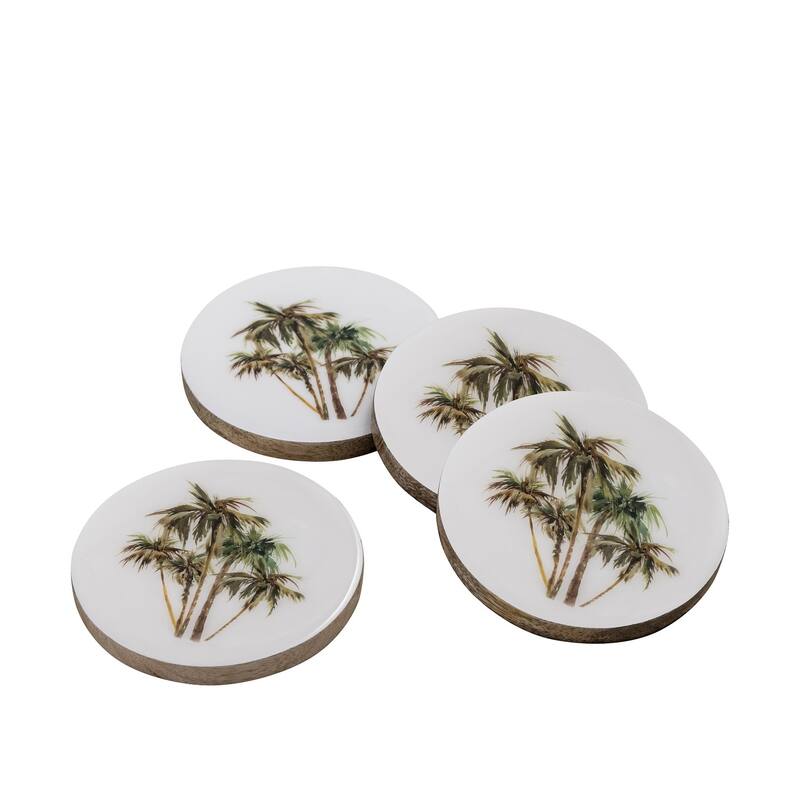 Mango Wood Coaster Set Of 4 With Print