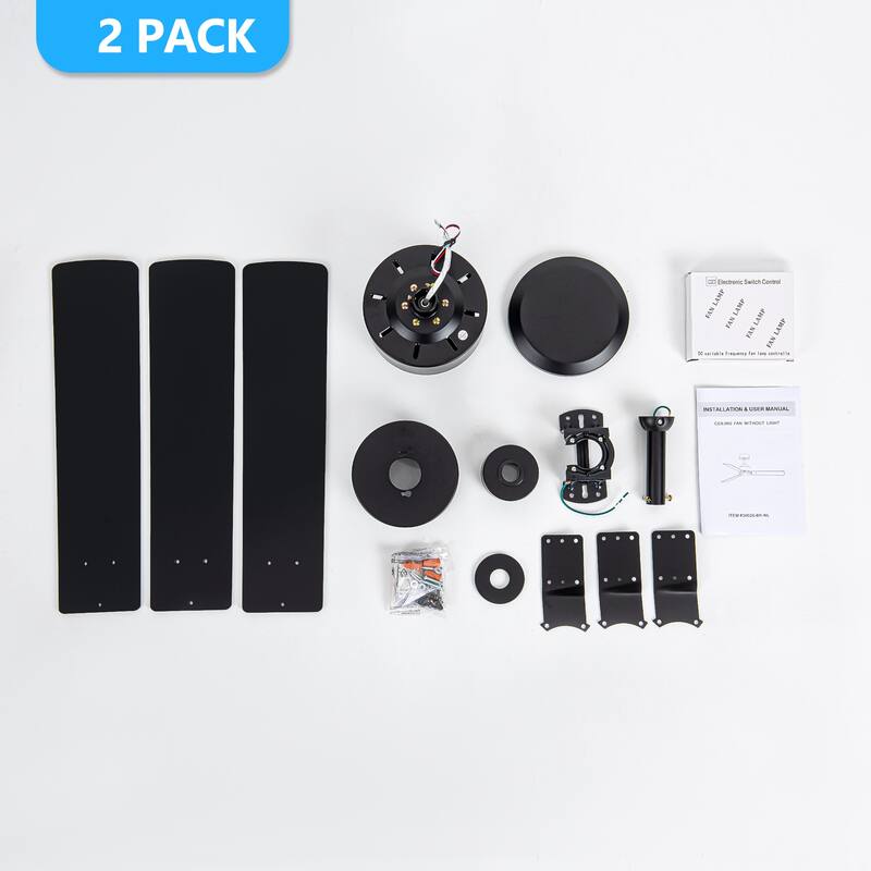 48-in Indoor Black Large Ceiling Fan without Light(3-Blade)