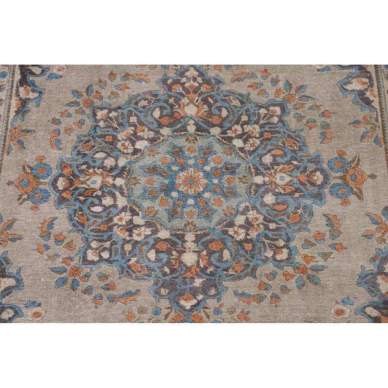 Distressed Over-Dyed Tabriz Persian Antique Rug Handmade Wool Carpet - 6'5"x 9'3"