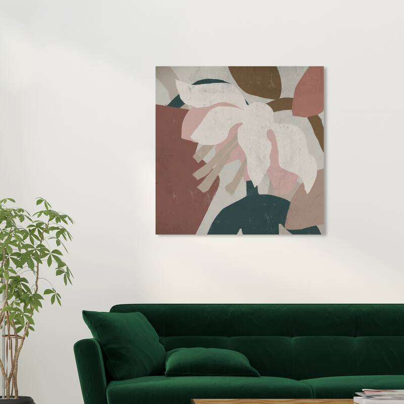 Wynwood Studio Canvas Floral and Botanical Cream Abstract Floral II Pink and Bohemian & Eclectic Wall Art Canvas Print - 30 x 30