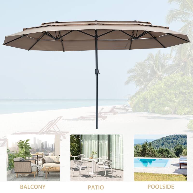 15ft Patio Umbrella with 3-Tiers Umbrella Top without Base