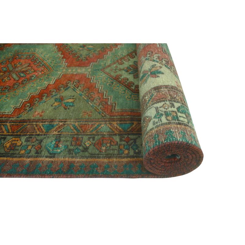 Fine Vintage Distressed Alvina Rust/Brown Runner - 3'4" x 10'9"