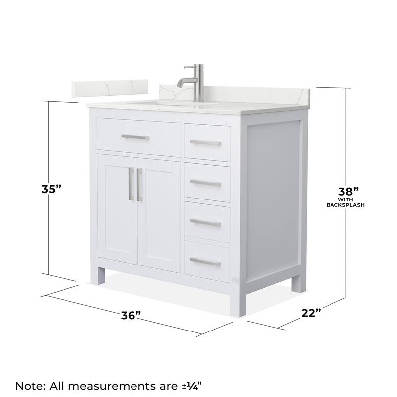 Wyndham Collection WCG2424-36S-QTZ-UNSMXX Beckett 36" Free Standing