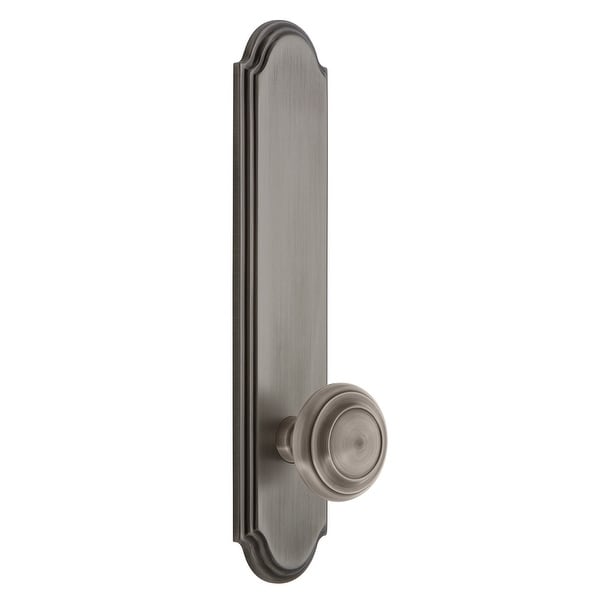 Grandeur ARCCIR_TP_PRV_238_LH Arc Solid Brass Tall Plate Rose Left Handed Privacy Door Knob Set with Circulaire Knob and 2-3/8"