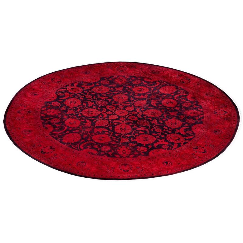 Overdyed One-of-a-Kind Hand-Knotted Area Rug - Orange - 8' 1" x 8' 1"