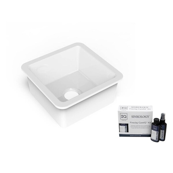 Eden Undermount Fireclay 18.1 in. Single Bowl Bar Prep Sink in Crisp White with Care IQ Kit. Opens flyout.