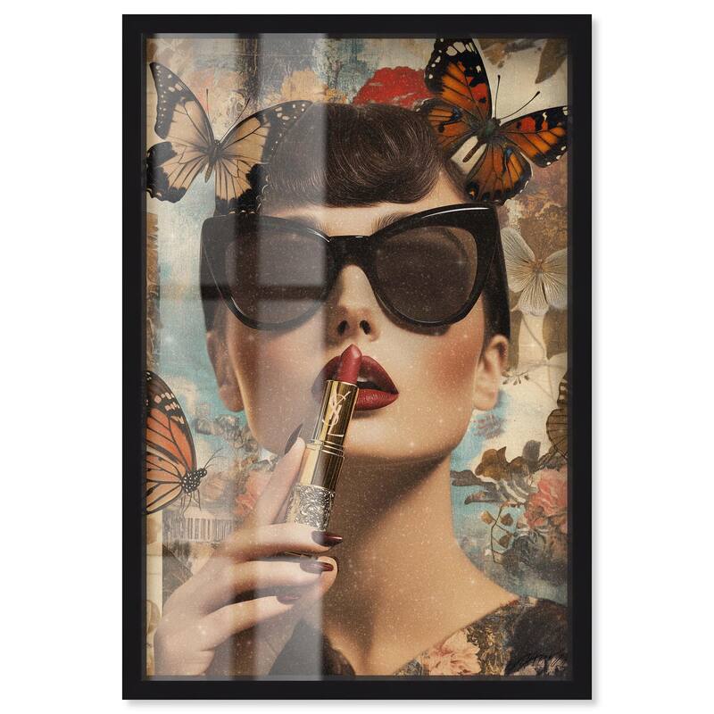 Iconic Lady Butterfly Collage II Shadowbox by Art Remedy - Black - 24" x 36"