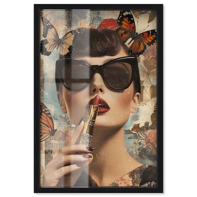 Iconic Lady Butterfly Collage II Shadowbox by Art Remedy