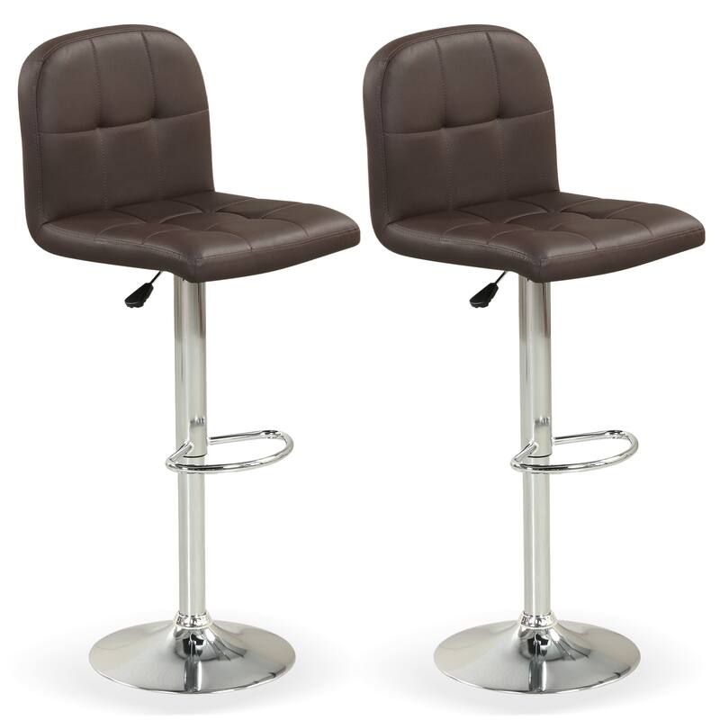 Gymax Swivel Bar Stools Set of 2 w/ Backrests Footrests & Metal Base - Brown