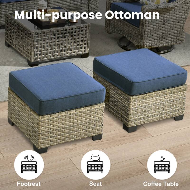 XIZZI 10-piece Outdoor Patio Wicker Furniture Sectional Set with Fire Table