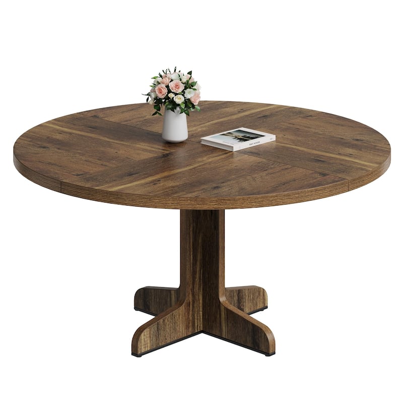47 Inch Round Dining Table, Farmhouse Wood Dining Table