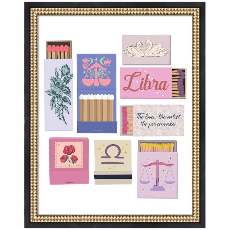 Kate and Laurel Libra Matchbooks 14x18 FC by Megan Ryan Framed Wall Art Print - 16x20
