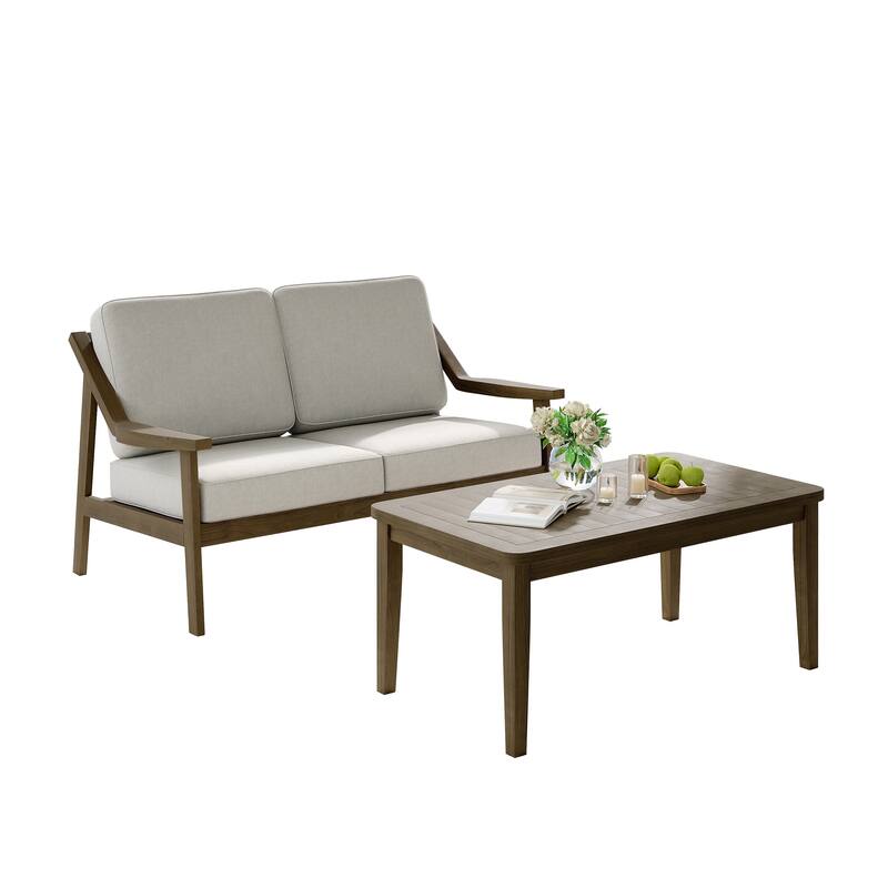 Outdoor Patio Wood Bistro Set/Loveseat Set