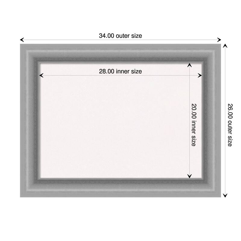 Peak Polished Nickel Framed White Corkboard Bulletin Board - Board Size 28x20