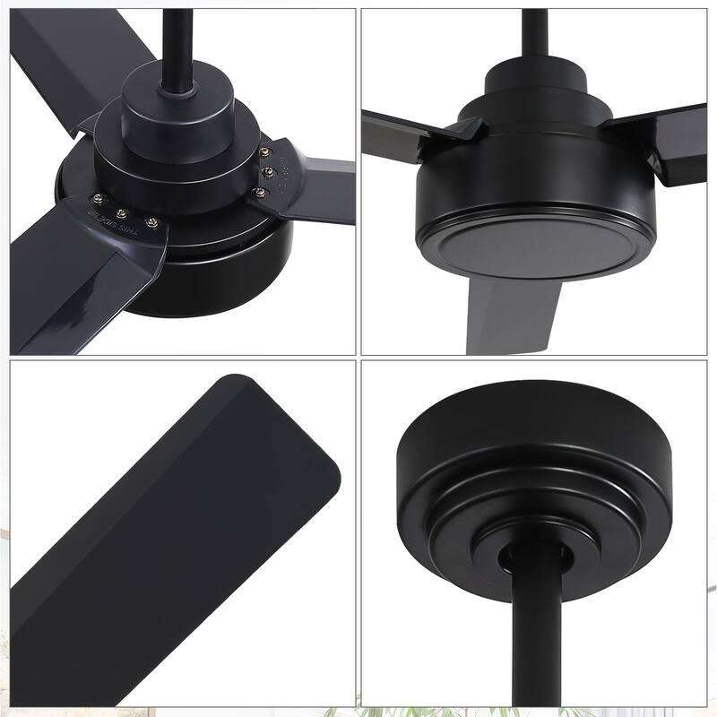 Sofucor 52Inch Ceiling Fan with Remote(No Light),Indoor Outdoor,6-Speed with 3 ABS Blades,Farmhouse,Quiet Reversible DC Motor