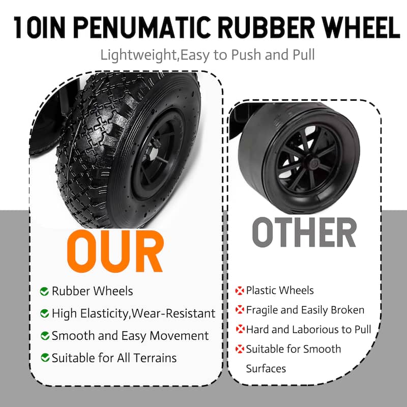 Fishing Cart Beach Cart Collapsible Wagon w/11'' All-Terrain Wheels for Sand, Heavy Duty Garden Cart with Rod Holders