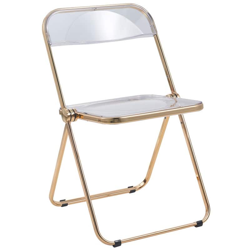 Lawrence Modern Foldable Transparent Acrylic Gold Chrome Folding Chair for Multipurpose Spaces Set of 2 - 30"
