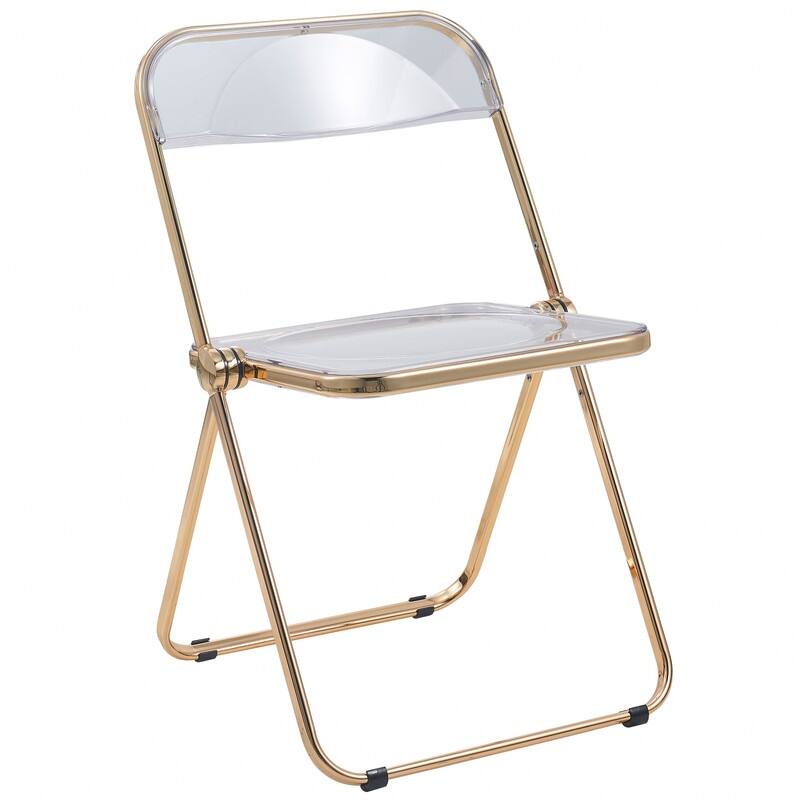 Lawrence Modern Foldable Transparent Acrylic Gold Chrome Folding Chair for Multipurpose Spaces Set of 4 - 30"