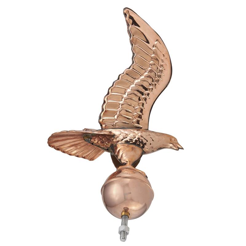 Pure Copper Eagle with Ball Flagpole Topper, 16" Wingspan, by Good Directions