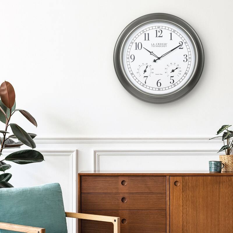 La Crosse 404-00237-INT 18" Atomic Outdoor Temp & Humidity Wall Clock