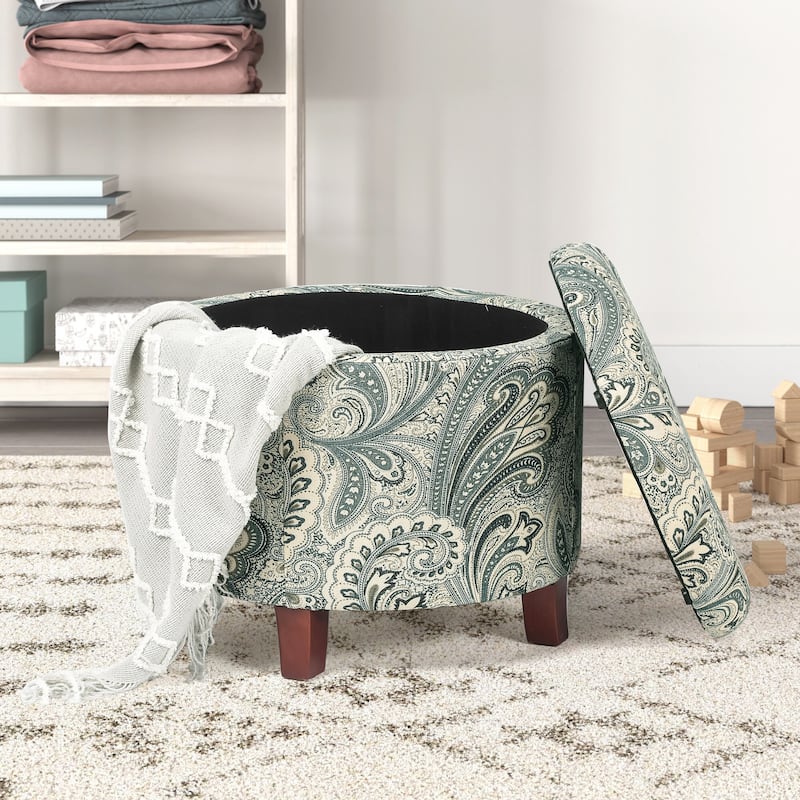 Adeco 20" Tufted Round Ottoman with Storage