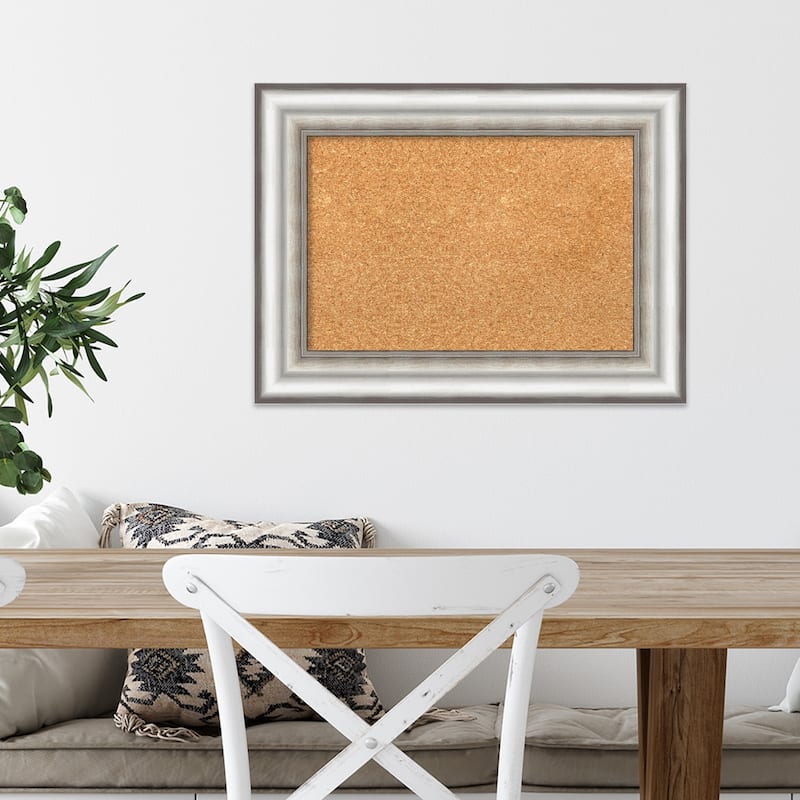 Salon Silver Framed Cork Bulletin Memo Board