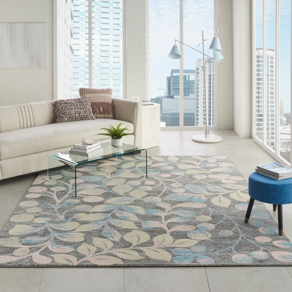 Nourison Tranquil Abstract Floral Leaves Botanical Area Rug