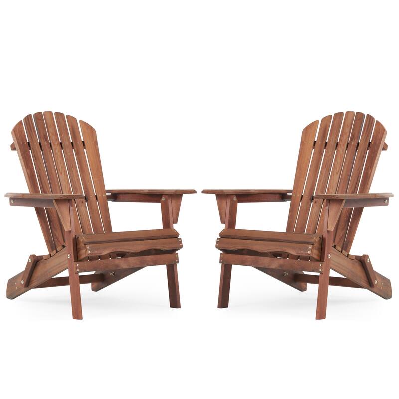 Foldable Wood Patio Adirondack Chair, Classic Outdoor Chair with Pre-Assembled Backrest, Easy Assembly