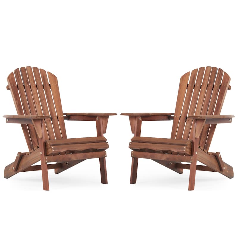 Wood Outdoor Folding Adirondack Chairs (Set of 2) - Natural & Light Brown