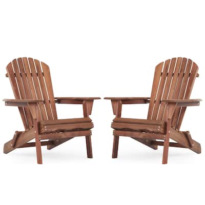 Wood Outdoor Folding Adirondack Chairs (Set of 2)